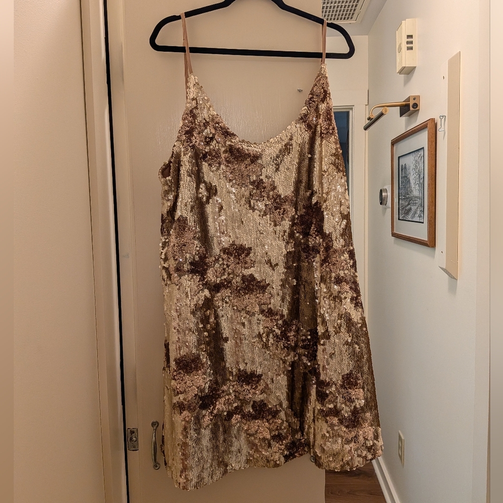 ARULA Gold and Bronze Sequin Slip Dress Size C (3X) Birthday Party Dress